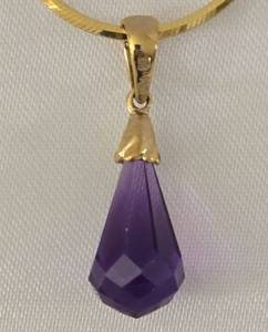 lot 32 image: Lovely Faceted Amethyst Pendant Suspended on 10K Gold Chain