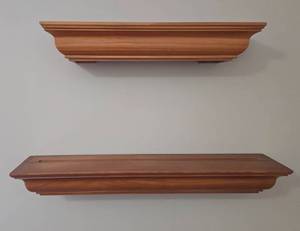 lot 24 image: Pair of Wooden Floating Wall Shelves