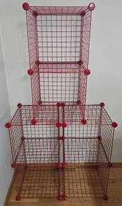 lot 53 image: Trio of Two-Cube Stackable Wire Shelving Units
