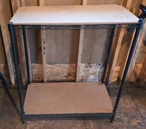 lot 132 image: Versatile Two-Shelf GarageTool Rack