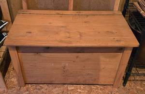 lot 142 image: Wooden Trunk  Grab Bag of Contents