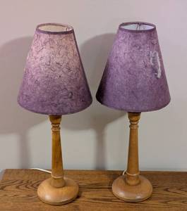 lot 113 image: Pair of Decorative Wood Table Lamps