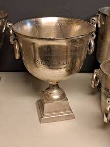 lot 975 image: 15 Metal Champagne Bucket - Chateau St. Lemoine logo