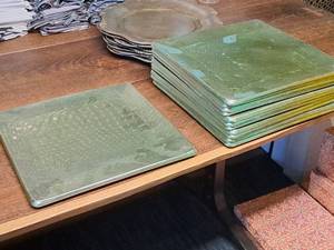 lot 1010 image: Lot of (12) 12-12 Plastic Square Chargers Silver Finish