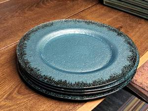 lot 1012 image: Lot of (4) 12-34 Glass Serving Platters (Blue)