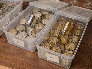 lot 1052 image: Lot of (31) Glass Votive Candleholders (Gold, Silver)