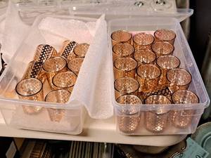 lot 1056 image: Lot of (24) Glass Votive Candleholders (Pink)