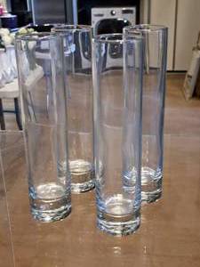lot 1100 image: Lot of (4) 7-12 Glass Flower Vases (Clear)