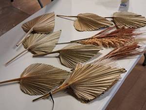 lot 1108 image: Lot of (11) Assorted Fan Leaf Vase Decor