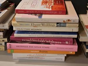lot 1124 image: Lot of (11) Assorted Wedding Books - Simple Stunning Weddings, Elegant Weddings, Extraordinary Weddings, Weddings and Movie Stars, Art of Celebration and more