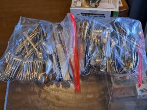 lot 1139 image: Lot of (2 Bags) Assorted Utensils - Knifes, Forks and Spoons