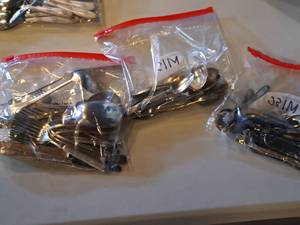 lot 1152 image: Lot of (3 Bags) Assorted Utensils - Knifes, Forks, Spoons