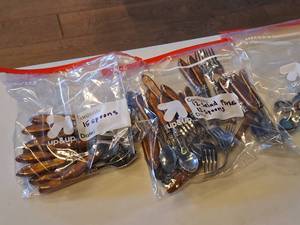 lot 1147 image: Lot of (2 Bags) Assorted Utensils - Salad Forks, Spoons