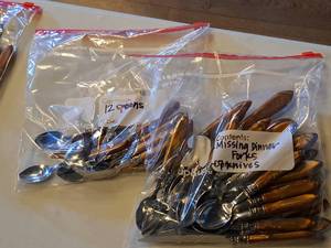 lot 1149 image: Lot of (2 Bags) Assorted Utensils - Knifes, Spoons