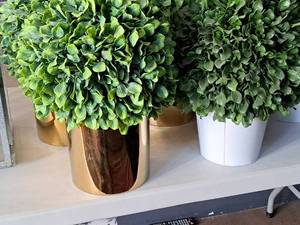 lot 1198 image: Lot of (2) 16 Decorative Faux Flower Arrangements in Pots (White, Copper)