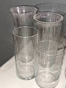 lot 1504 image: Lot of (4) Assorted Clear Glass Vases