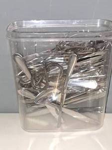 lot 1512 image: Lot of (1 Tub) Utensils - Knives, Forks, Spoons