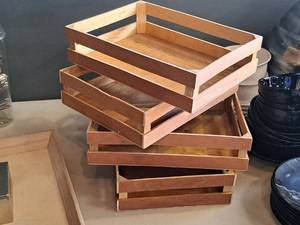 lot 1513 image: Lot of (4) Wooden TrayCrates