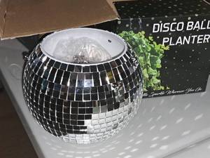 lot 1569 image: Lot of (1) 8 Disco Ball Planter (Silver)