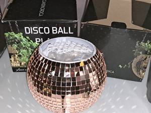 lot 1570 image: Lot of (2) 8 Disco Ball Planters (Rose Gold)