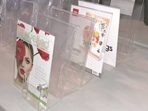 lot 1572 image: Lot of (7) Acrylic Display Stands 8-12x11-12 (Clear)