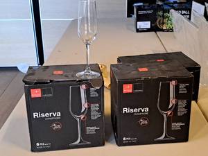 lot 1176 image: Lot of (2 Boxes) Riserva 7-oz Champagne Glasses 6-count ( 12 total items )