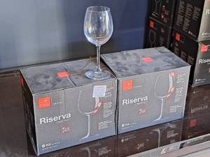 lot 1184 image: Lot of (2 Boxes) Riserva 12-12-oz Cabernet Glasses 6-count ( 12 total items )