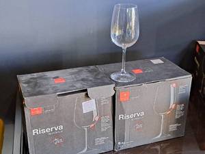 lot 1188 image: Lot of (2 Boxes) Riserva 18-12-oz Bordeaux Glasses 6-count ( 12 total items )