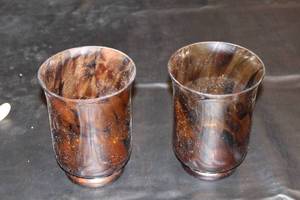 lot 30 image: Pair of Brown Resin Planters Made in India