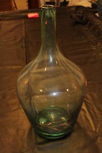 lot A-34 image: Large Vintage Green Glass Demijohn Bottle