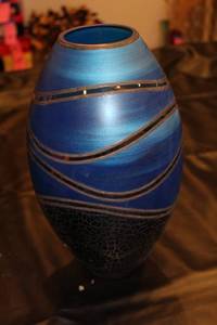 lot 48 image: Decorative Blue and Black 15-Inch Ceramic Vase