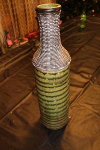 lot 52 image: Tall Woven and Painted Decorative Vase