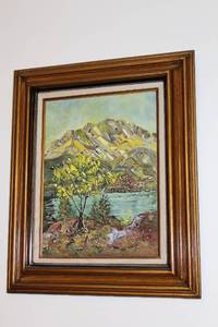 lot 160 image: Framed Landscape Painting with Wooden Frame