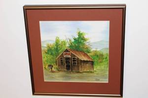 lot 162 image: Framed Artwork of Rustic Barn by Artist C. Rau