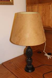 lot 166 image: Elegant Black Iron Table Lamp with Unique Base Design