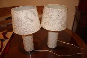 lot 170 image: Pair of Ceramic Table Lamps with Floral Pattern Shade