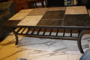 lot 196 image: Tile Top Coffee Table with Metal Frame