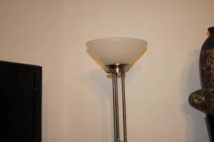 lot 198 image: Contemporary Floor Lamp with Frosted Glass Shade
