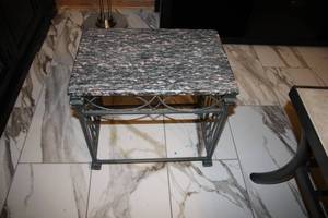 lot 199 image: Marble Top Metal Side Table