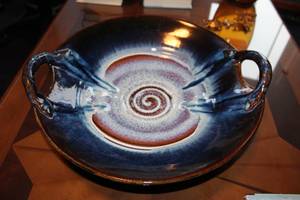 lot 207 image: Handmade Ceramic Serving Bowl with Swirl Design
