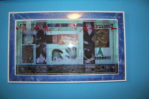 lot 225 image: Abstract Framed Artwork with Geometric Patterns