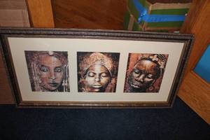 lot 230 image: Framed Triptych of Tribal Art Prints