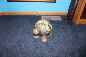 lot 239 image: Decorative Clay Turtle Sculpture with Colorful Shell