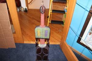 lot 240 image: Handcrafted Standing Wooden Sculpture with Beaded Accents