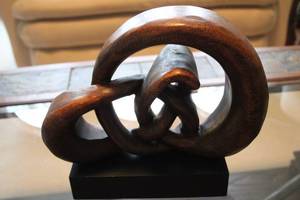 lot 277 image: Handcrafted Wooden Abstract Sculpture on Black Base
