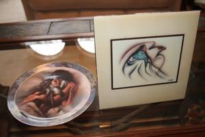 lot 280 image: Limited Edition Porcelain Plate and Artwork by Lee Bogle and Robert Redbird
