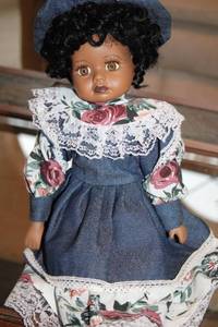 lot 294 image: Vintage Porcelain Doll with Floral Dress