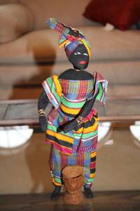 lot 296 image: Handmade African Cloth Doll with Drum