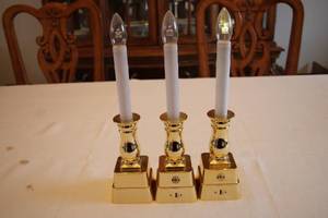 lot 312 image: Set of 3 Brass Electric Candle Lamps