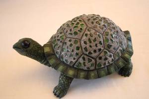 lot 316 image: Decorative Turtle Sculpture with Green Mosaic Accents